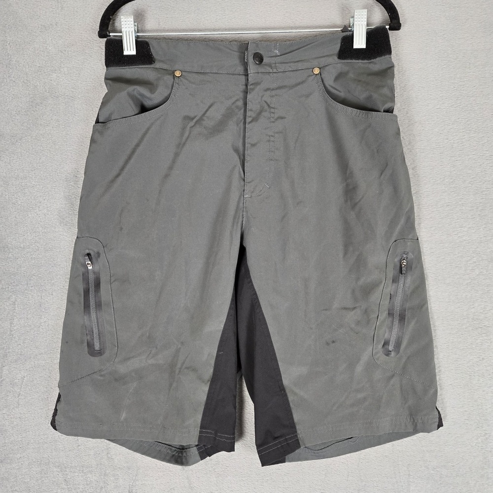 Zoic Mens Ether Mountain Cycling Shorts Mens Large Gray 12" Inseam Outdoors Zip